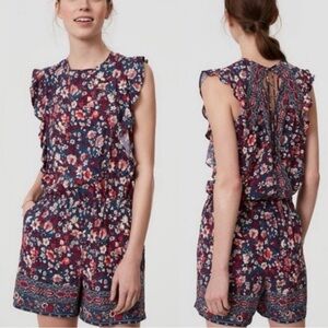 Ann Taylor Loft Teal Floral sleeveless Romper Size XS